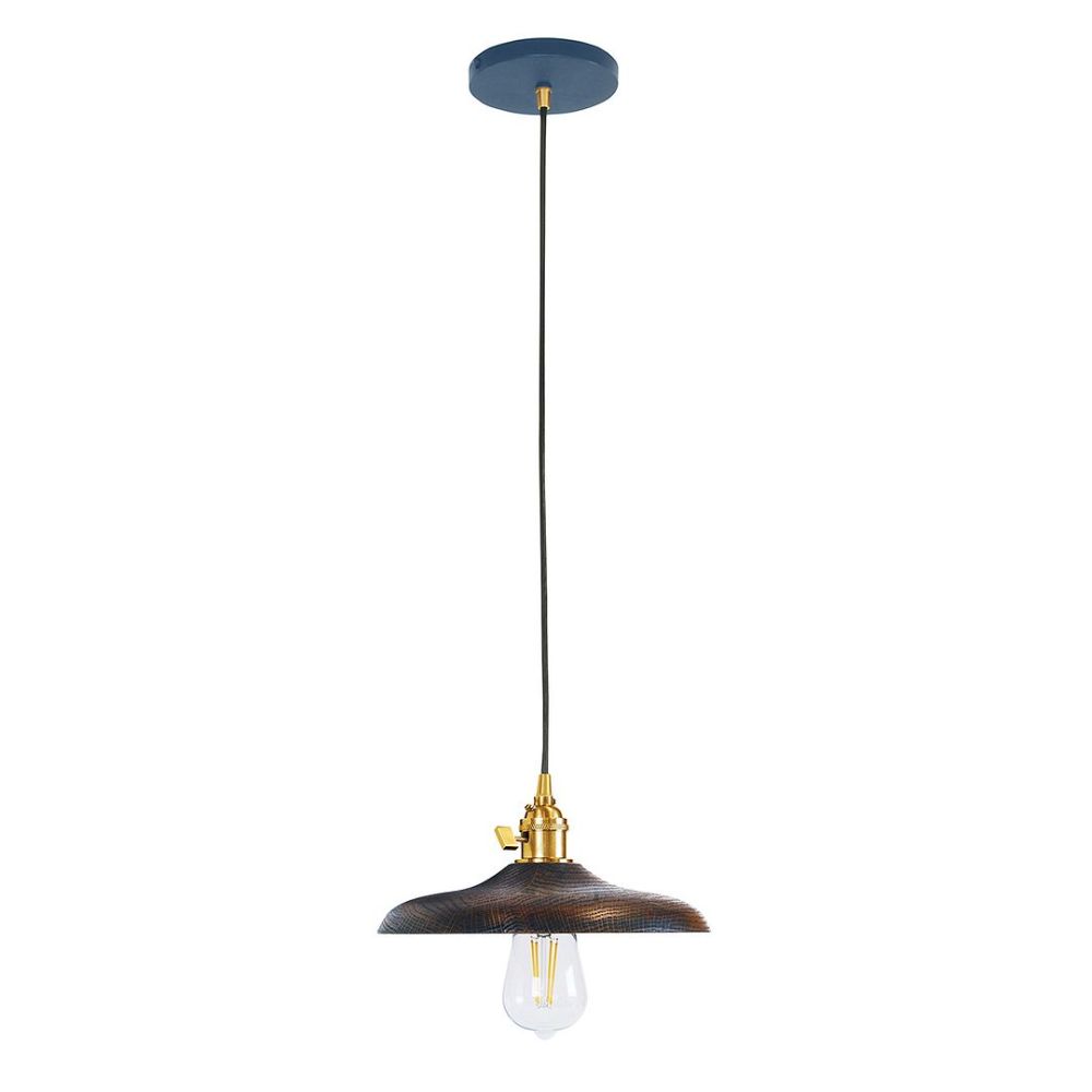 Montclair Lightworks PEB410-50-91-C16 10" Uno Pendant, Navy Mini Tweed Fabric Cord With Canopy, Navy With Brushed Brass Hardware